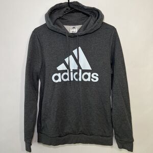 Adidas Hoodie Sweatshirt Women Size M Medium Gray Blue Pockets Hooded Drawstring